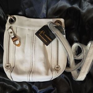 b. makowsky White Leather Small Crossbody with Silver Hardware NWT